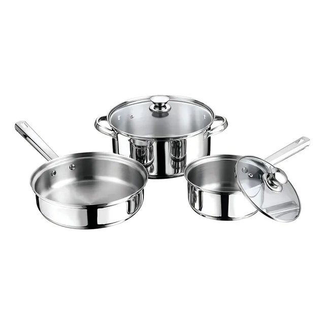 Batería De 5 Piezas De Acero Inoxidable, Marca Vasconia Color Plateado