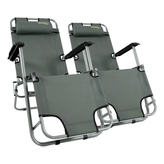 Reposera Plegable Playa Jardín Camping Acero X2 Branx Color Gris