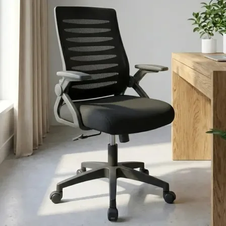 Cadeira de Escritório Astrella Sirius Ergonômica com Braços Rebatíveis e Encosto em Mesh Preta