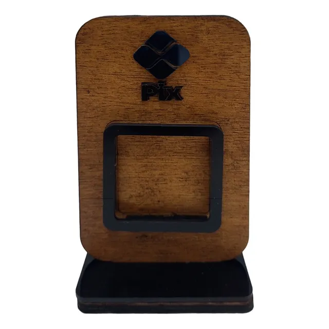 Placa Pix Pagamento Qr Code Display Madeira Acrilico Luxo