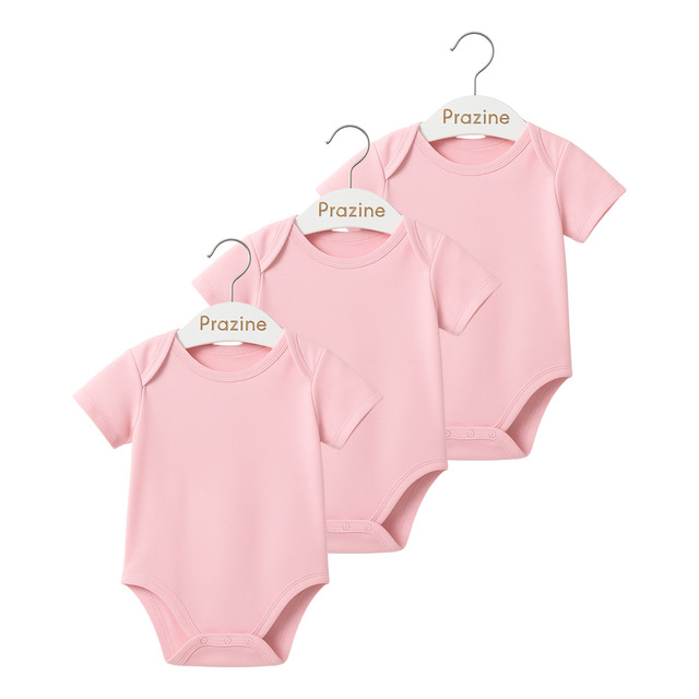 Kit Com 3 Bodys Para Bebê Rosa Azul Ou Verde Manga Curta Kit Com 3 Bodys Para Bebê Rosa Azul Ou Verde Manga Curta