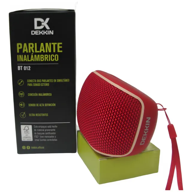 Parlante Inalámbrico Dekkin Portátil 4w Bluetooth Color Rojo