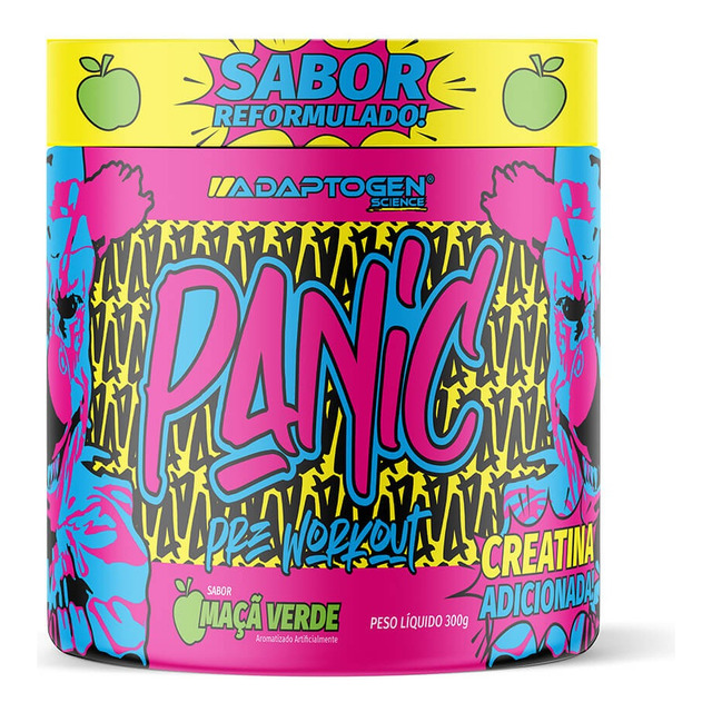 Suplemento Em Pó Adaptogen Science Panic Pré Treino Com Creatina Pote 300g Sabor Maçã Verd... Suplemento Em Pó Adaptogen Science Panic Pré Treino Com Creatina Pote 300g Sabor Maçã Verd...