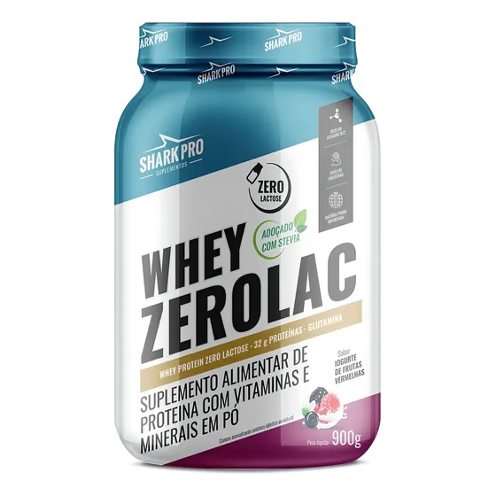 Whey Zerolac Pot, 900 g, sabor a yogur de frutos rojos Shark Pro
