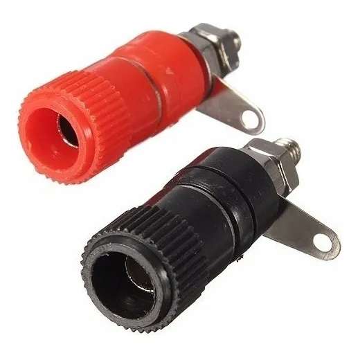 Borne Para Plug Banana Preto E Vermelho 11x33mm - 20 Peças
