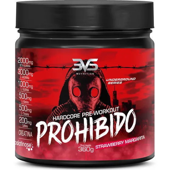 Pré Treino Prohibido Com Creatina E Beta Alanina 360g - Sabor: Strawberry Margarita - 3VS Nutrition
