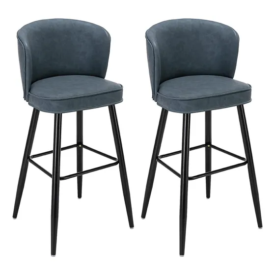 Taburete Altura Para Mostrador Bar Metal Cuero Pu Silla Pata