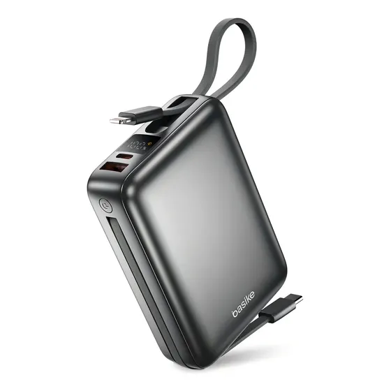 Carregador Basike basike B-201 usb/usb-c portátil com cabo carregamento super rápida cinza