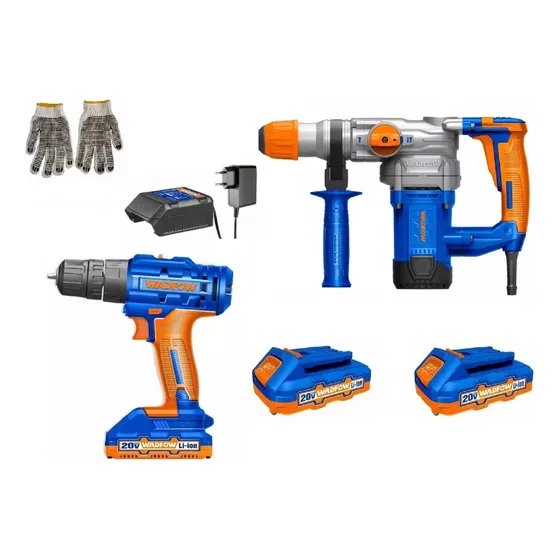 Kit Wadfow Taladro Atornillador 20v + 2bat + Rotomartillo