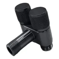 Llave De Arresto Con Roseta Doble Negra  1/2x1/2 Macho Macho