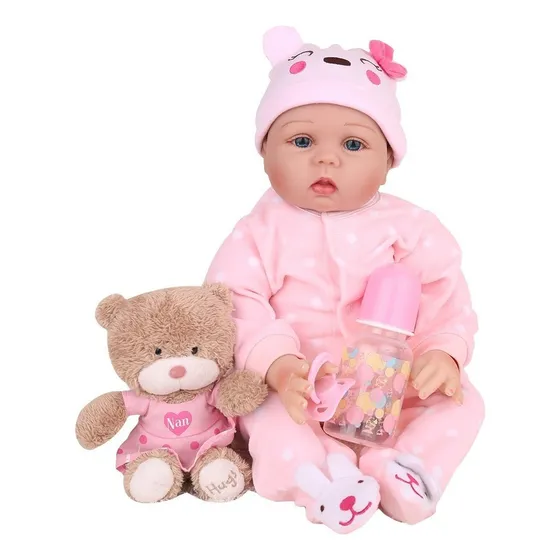 Muñeca Reborn Bebé Silicona 55 Cm Niña Recien Nacidos Reales