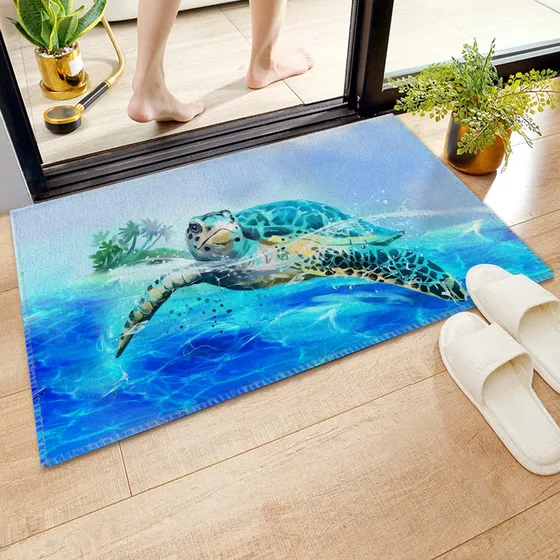 Gelyijix Alfombra Baño Antideslizante Tortuga Acuarela Suave