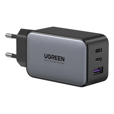 Cargador Ugreen 3 en 1 Gan X de 65 W con puerto USB C y USB A