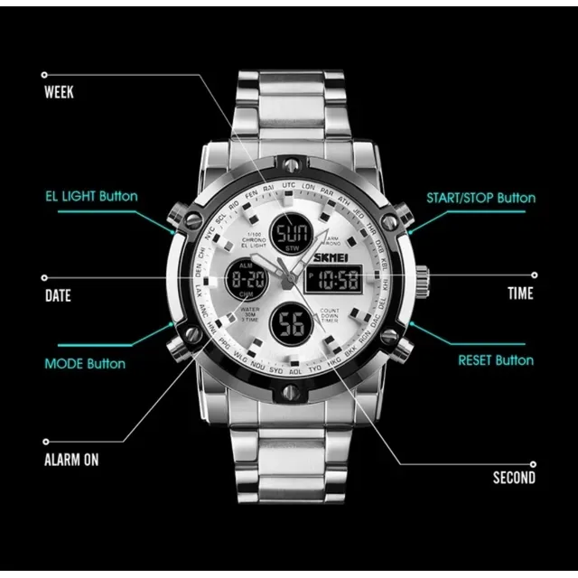 Reloj Skmei 1389 Metal Acero Inoxidable Contra Agua