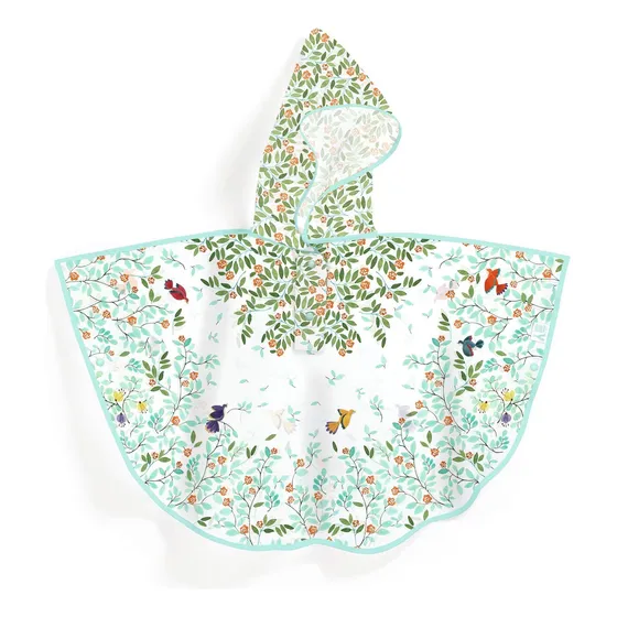 Poncho De Lluvia Flores Y Pajaros 5 A 7 Años Djeco