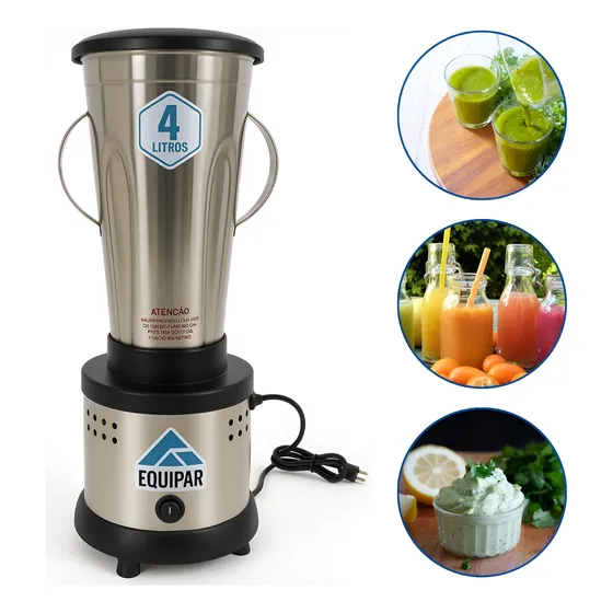 Liquidificador Industrial 4 Litros Alta Rotação Inox - 800w