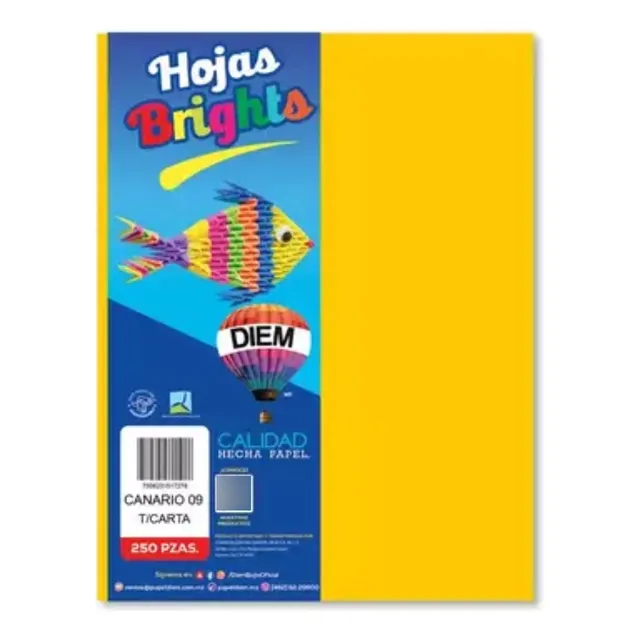 Paquete De Papel Bright / 250 Hojas / Color Canario Drop 009
