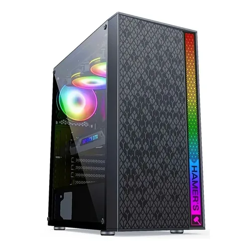 Gabinete Gamer Iqual Cm-9527 Rgb Templado + Fuente 700w Full Color