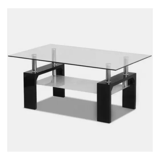 Mesa Ratona Living Rectangular Vidrio Elliot 110x60cm Negro