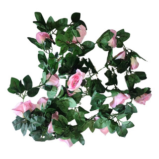 Cordão Corrente Flores Rosas Guirlanda Artificial Cordão Corrente Flores Rosas Guirlanda Artificial