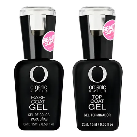 Pack Base Coat + Top Coat Semipermanente Organic Nails 15ml Color Clear