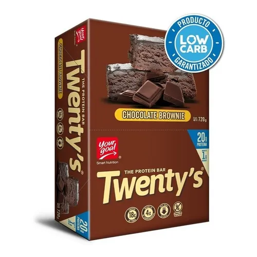 Barras de Proteina Twenty's Sabor Chocolate Brownie Pack 12 barritas 60g c/u YourGoal Nutrition Suplemento con Proteina
