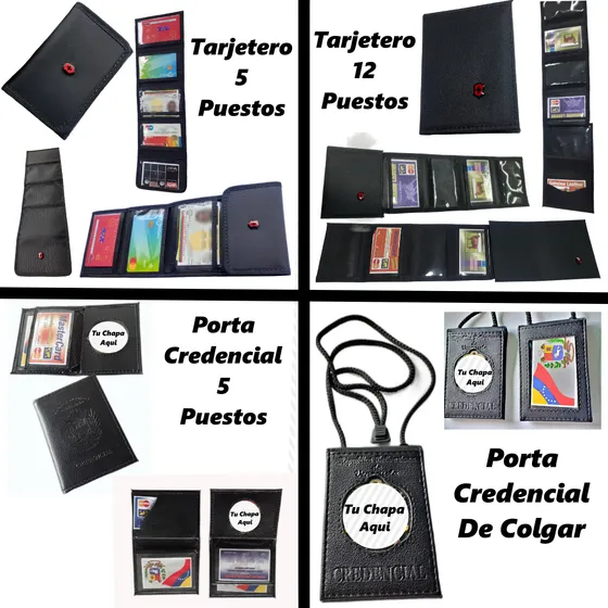Set 2 Porta Credenciales Tarjetero Cuerina Bi Piel