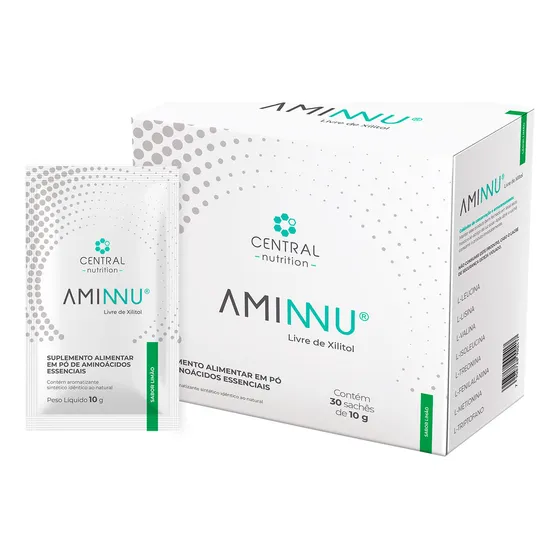 AMINNU® Sem Xilitol - Central Nutrition - Sabor Limão - 10g 30 Sachês