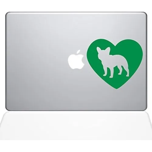 The Decal Guru Heart French Bulldog Macbook Decal Vinyl