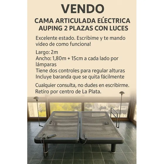Cama Articulada Eléctrica Auping 2 Plazas Con Luces