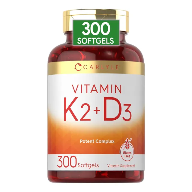 Vitamina D3 10000iu + K2 Mk7 200 Mcg - Carlyle - 300 Softgel