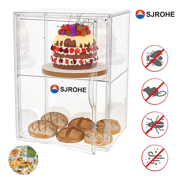 2pzs Plástico Para Pan Panera Hermetica Para Pan Apilable Caja Para Guardar Accesorios Pet Desmontabl Cajas Para Tenis,vitrinas Para Verduras,modelos, Utensilios Y Cosméticos De Cocina Transparente