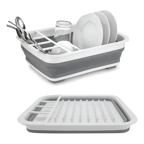 Secaplatos Escurridor Silicona Plegable Cocina Gris