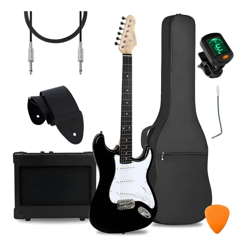 Kit Guitarra Fender Squier Debut Stratocaster Preta Destro Preto