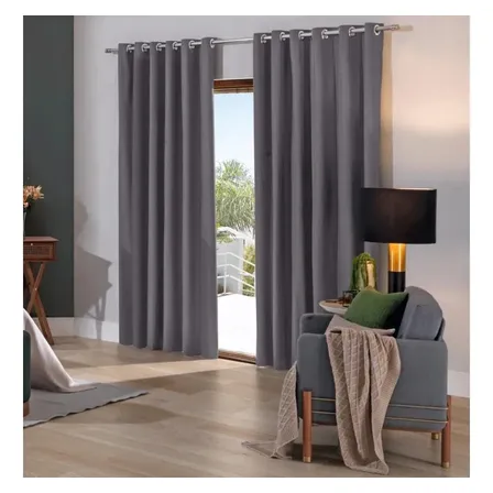 Cortina Corta Luz 70% Bella Janela Ilhós 3,0x1,7m Blend Cor Cinza