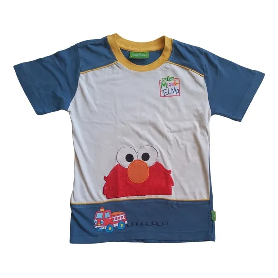 Franela Azul Oscuro De Elmo Plaza Sésamo Para Niños Talla 8