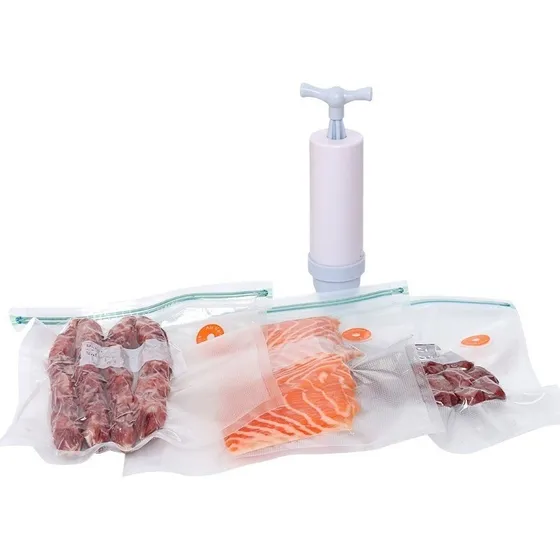Pack Bolsas Al Vacio Para Alimentos Reutilizable Mas Bombita
