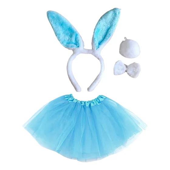 Disfraz De Animales  Con Tutu Para Niñas Coneja-celeste Grande 8-12 Años