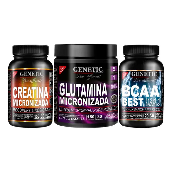30días Creatina Glutamina Bcaa 12.1.1 Leucina Valina Genetic