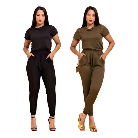 Kit 2 Conjunto Feminino Calça E Blusa Suede Social Trabalho