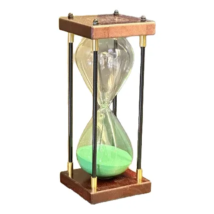 Reloj De Arena Verde 60 Minutos Base Madera A 24cm X L 10cm