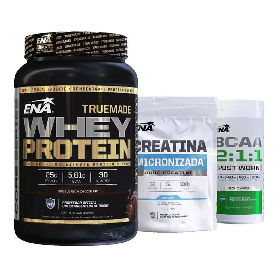 Combo Ena Crecimiento Muscular Proteina + Creatina + Bcaa