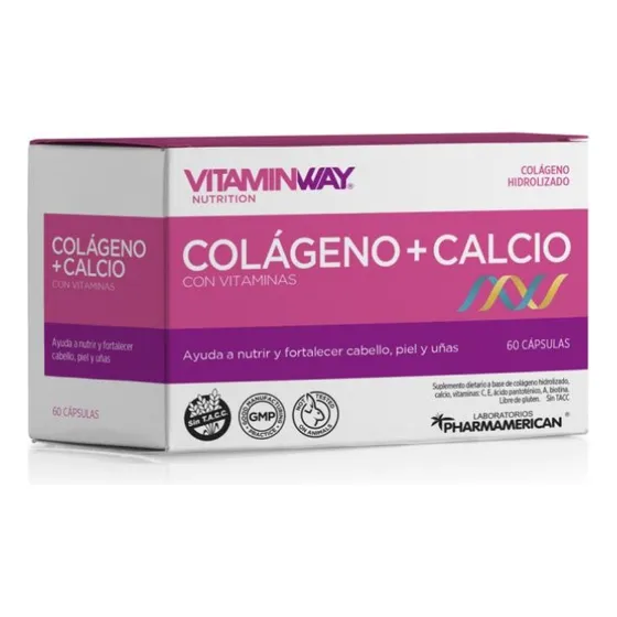 Colageno + Calcio Cabello Piel Uñas 60 Cápsulas Vitamin Way Sabor Sin sabor
