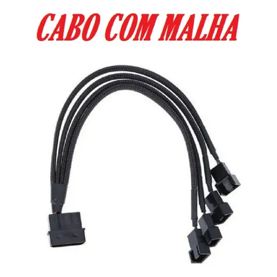 Cabo Adaptador Multi Fan Molex P/ 4 Coolers 3 E 4 Pinos