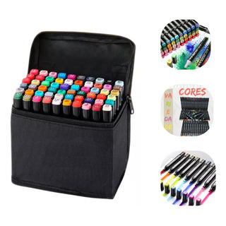 Kit Caneta Colorida Ponta Dupla 36pçs Com Estojo Kit Caneta Colorida Ponta Dupla 36pçs Com Estojo