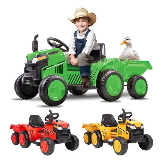Carro Eléctrico Montable Tractor Con Remolque Coche Infantil