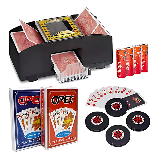 Kit Embaralhador Automático Com Baralho Prático Truco Jogo