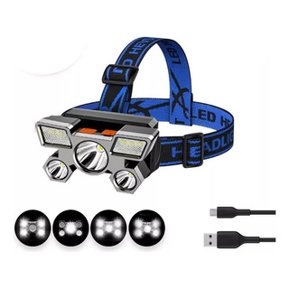 Linterna Luz Minera Vincha Led Recargable Azul Blanco Linterna Luz Minera Vincha Led Recargable Azul Blanco
