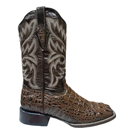 Botas Western World Rodeo Bulldog Piel Grabado Nuca Caimán