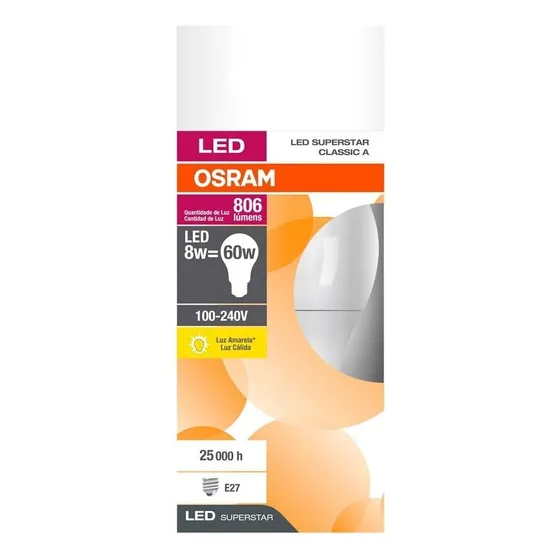 Kit 10 Lampada Osram De Led Bulbo 8w Branco Quente 3000k Luz Branco-quente 127/220v